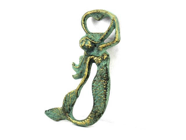 Antique Bronze Cast Iron Arching Mermaid Bottle Opener 6