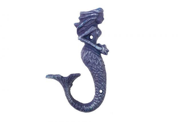 Rustic Dark Blue Cast Iron Decorative Mermaid Hook 6