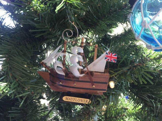 Wooden Mayflower Tall Model Ship Christmas Ornament 4