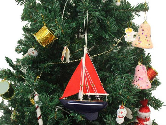 Wooden American Paradise Model Sailboat Christmas Tree Ornament