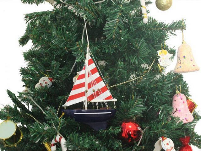Wooden Nautical Delight Model Sailboat Christmas Tree Ornament
