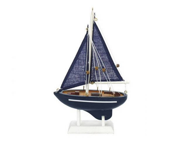 Wooden Deep Blue Sea Model Sailboat 9