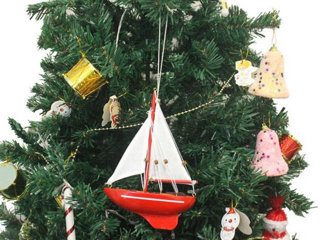 Wooden Compass Rose Model Sailboat Christmas Tree Ornament