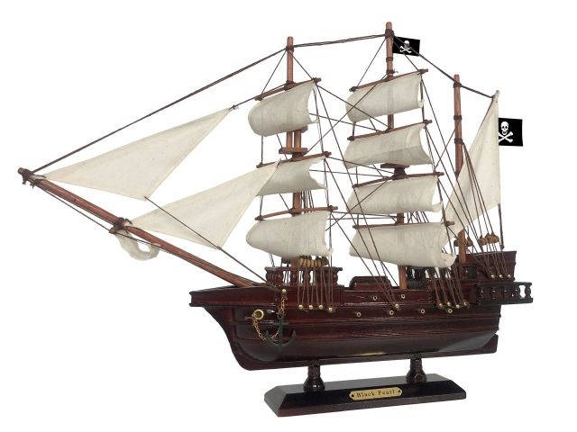 Black Pearl Caribbean Pirate Ship Model 20" Handcrafted Wooden Ship Model NEW 