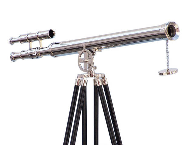 Floor Standing Chrome with White Leather Griffith Astro Telescope 64 Telescope