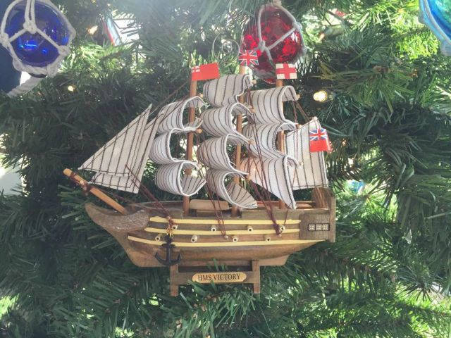 Wooden HMS Victory Model Ship Christmas Tree Ornament