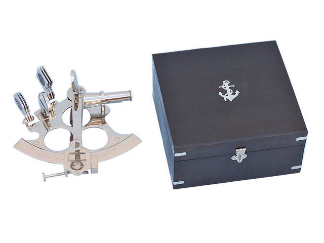 Captains Chrome Sextant 8 with Black Rosewood Box