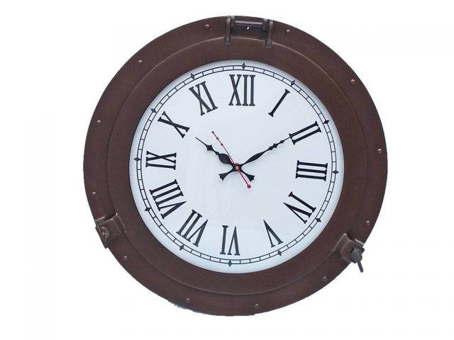 Bronzed Deluxe Class Porthole Clock 17 