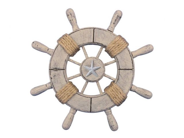 Rustic Decorative Ship Wheel With Starfish 9