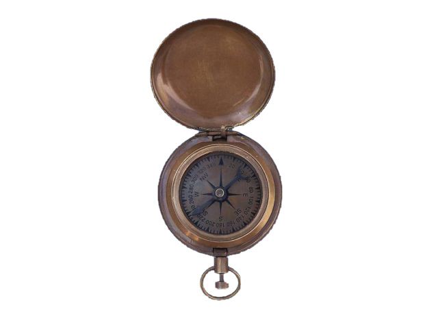 Antique Brass Ship Scouts Push Button Compass 2