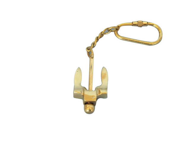 Solid Brass Navy Stockless Anchor Key Chain 5