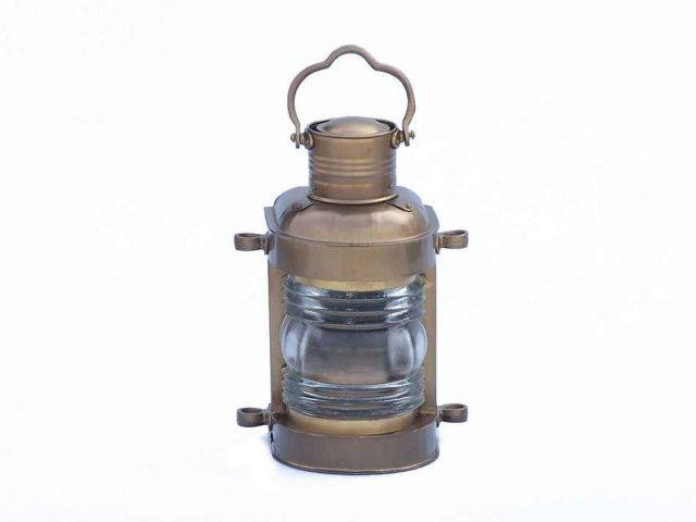 Antique Brass Masthead Oil Lamp 14