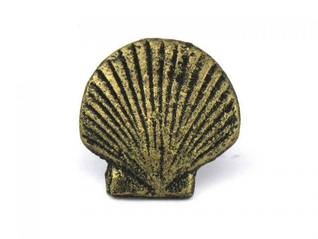 Antique Gold Cast Iron Seashell Napkin Ring 2 - set of 2