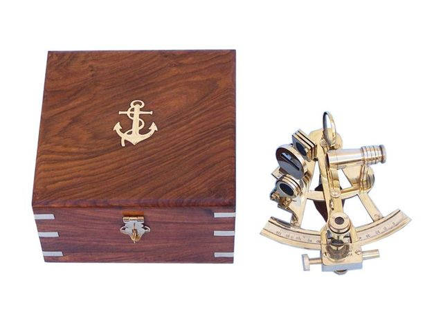 Captains Brass Sextant with Rosewood Box 8