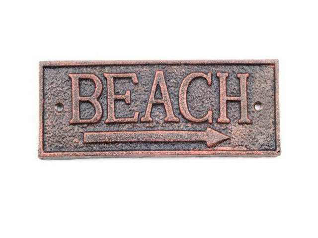 Rustic Copper Cast Iron Beach Sign 9