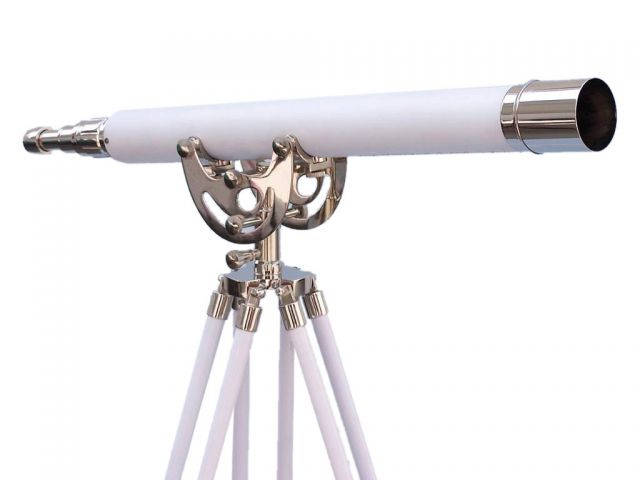 Floor Standing Chrome With White Leather Anchormaster Telescope 50
