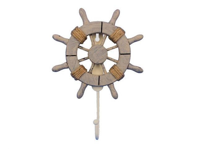 Rustic Decorative Ship Wheel With Hook 8