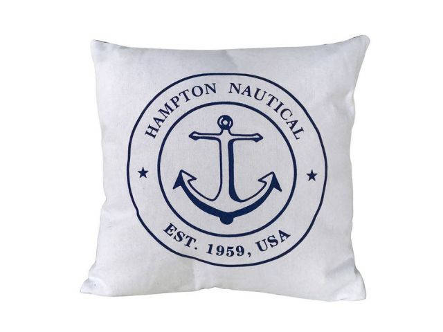 Decorative White Hampton Nautical with Anchor Throw Pillow 16
