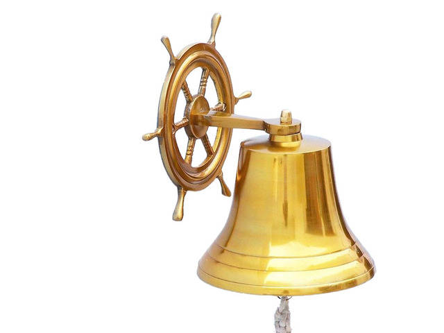 Brass  Plated Hanging Ship Wheel Bell 10