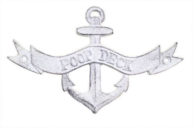 Whitewashed Cast Iron Poop Deck Anchor Sign 8