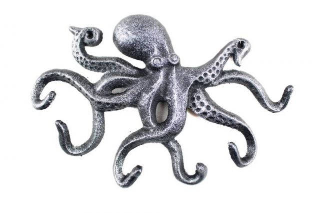 Antique Silver Cast Iron Octopus Hook 11