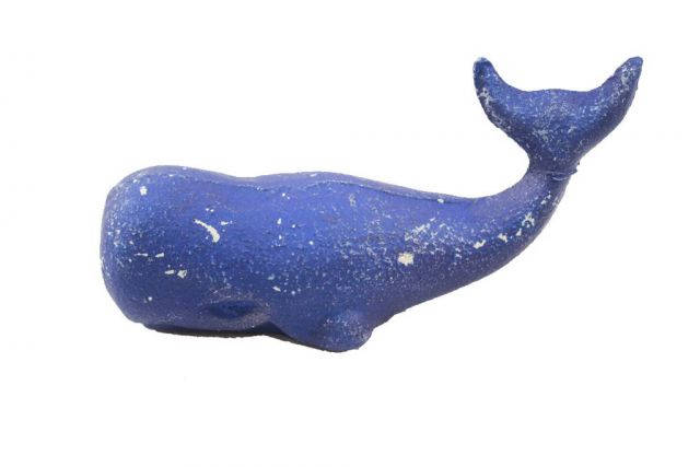 Rustic Dark Blue Cast Iron Whale Paperweight 5