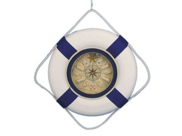 Classic White Decorative Lifering Clock with Blue Bands 18