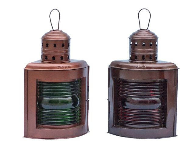 Antique Copper Port and Starboard Oil Lamp 17