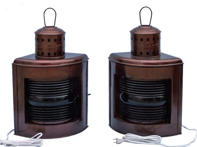 Antique Copper Port and Starboard Electric Lamp 21