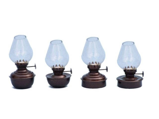 Antique Copper Table Oil Lamp 5 - Set of 4