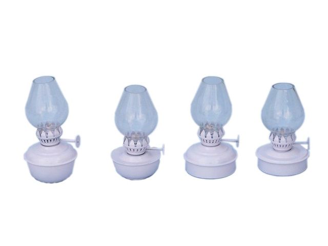 Iron Table Oil Lamp 5 - Set of 4 - White