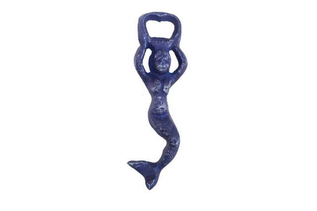 Rustic Dark Blue Cast Iron Swimming Mermaid Bottle Opener 7