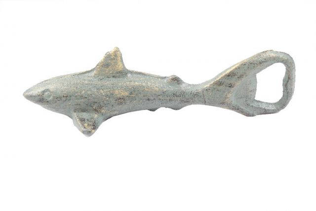 Antique Seaworn Bronze Cast Iron Shark Bottle Opener 6
