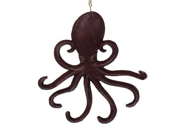 Rustic Red Cast Iron Wall Mounted Octopus Hooks 7