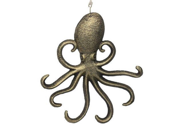 Rustic Gold Cast Iron Wall Mounted Octopus Hooks 7