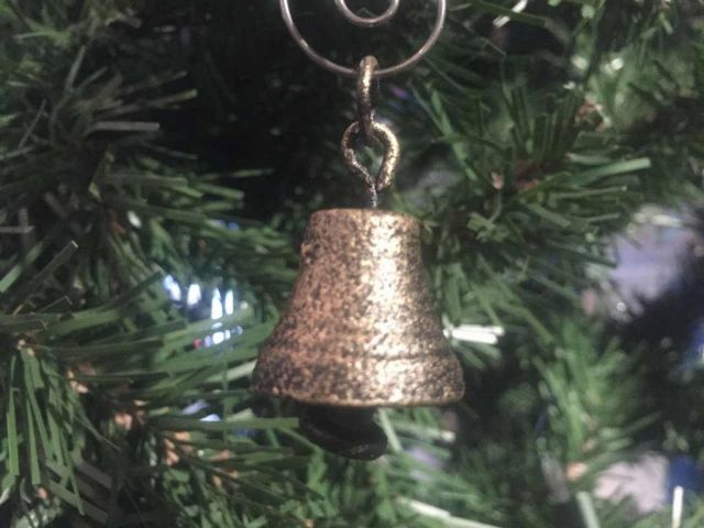 Antique Gold Cast Iron Bell Christmas Ornament 4 