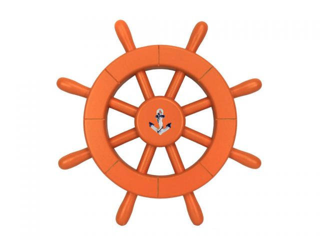 Orange Decorative Ship Wheel With Anchor 12