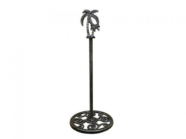 Rustic Silver Cast Iron Palm Tree Extra Toilet Paper Stand 17