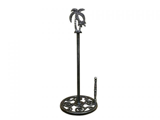 Rustic Silver Cast Iron Palm Tree Paper Towel Holder 17