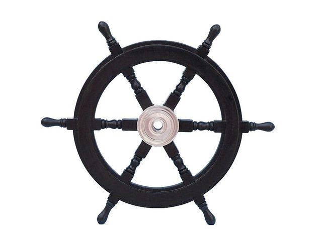 Deluxe Class Wood and Chrome Decorative Pirate Ship Steering Wheel 24