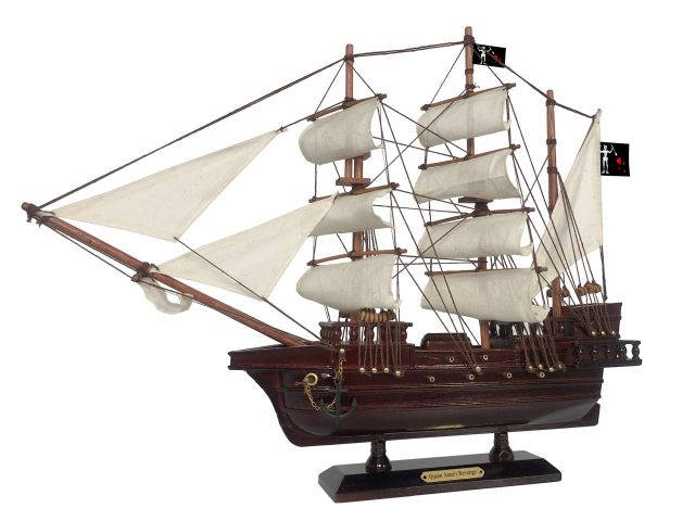 Wooden Blackbeards Queen Annes Revenge White Sails Pirate Ship Model 20