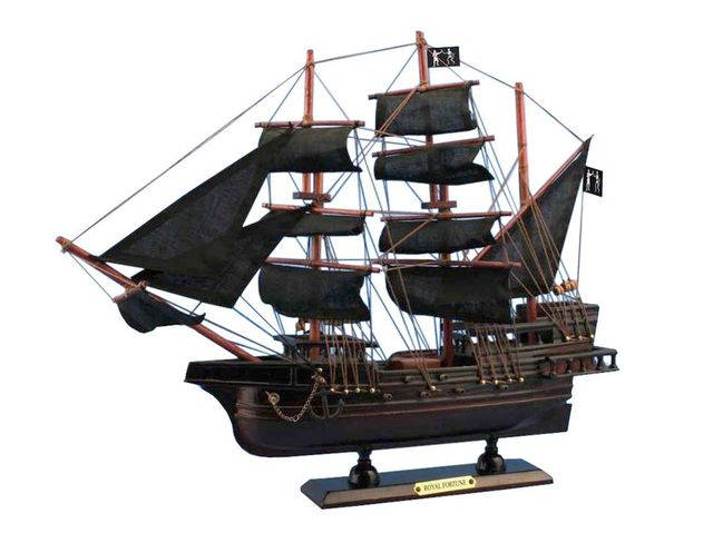 Wooden Black Barts Royal Fortune Model Pirate Ship 15