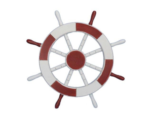 Red and White Decorative Ship Wheel 18