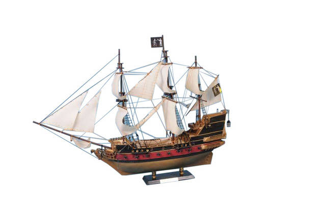 Black Barts Royal Fortune Model Pirate Ship 36 - White Sails