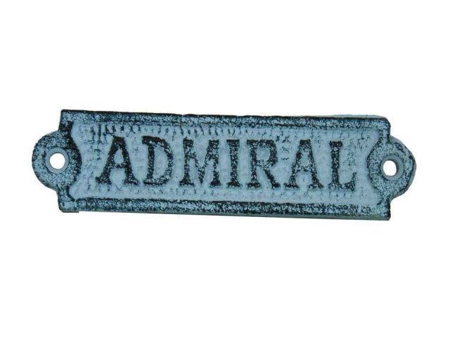 Light Blue Whitewashed Cast Iron Admiral Sign 6