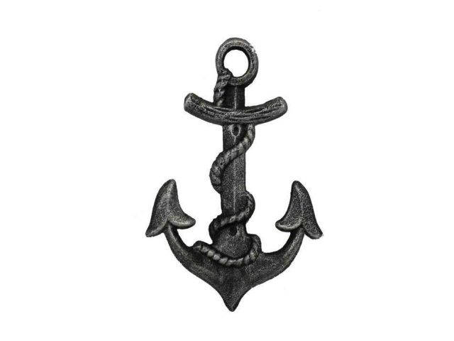 Antique Silver Cast Iron Anchor Hook 8