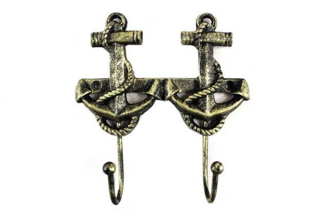 Antique Gold Cast Iron Decorative Anchor Hooks 7