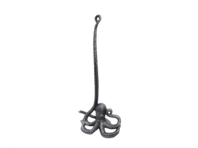 Rustic Silver Cast Iron Octopus Kitchen Paper Towel Holder 19