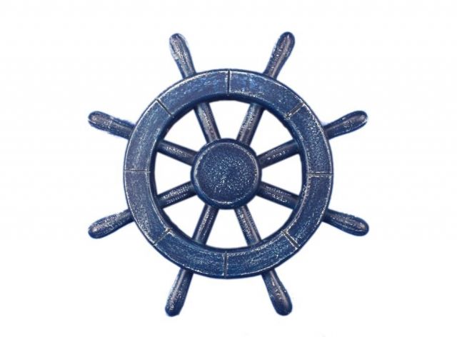 Rustic All Dark Blue Decorative Ship Wheel 12