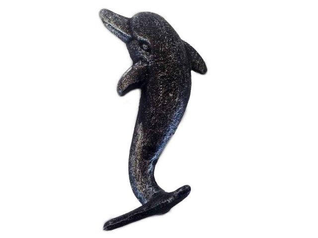 Antique Silver Cast Iron Dolphin Hook 7